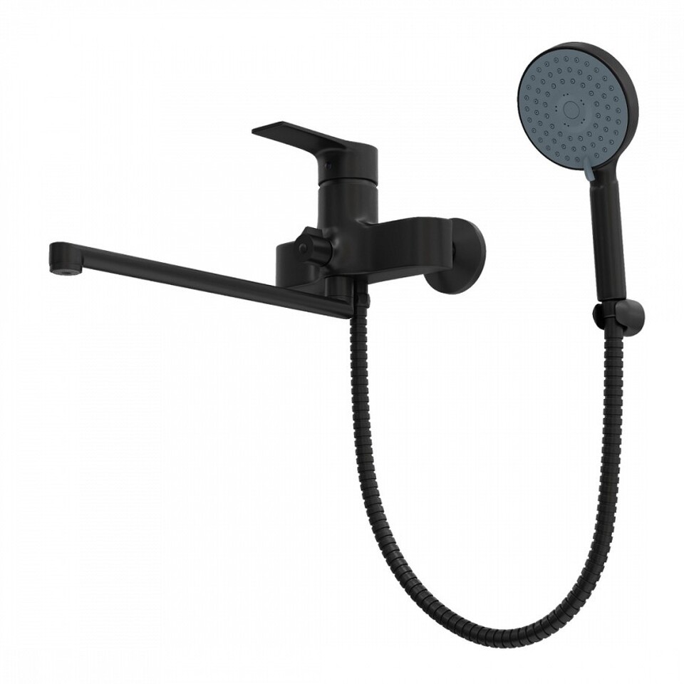 Фото №11  Watersense Смеситель для ванной с длинным изливом Lori, черный матовый T10267