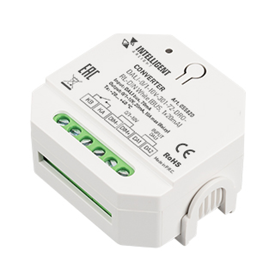 Фото №1  IARL INTELLIGENT ARLIGHT Конвертер DALI-0/1-10V-301-72-DRO-RL-DIN White (BUS, 1x20mA) ( IP20 Пластик, 5 лет)