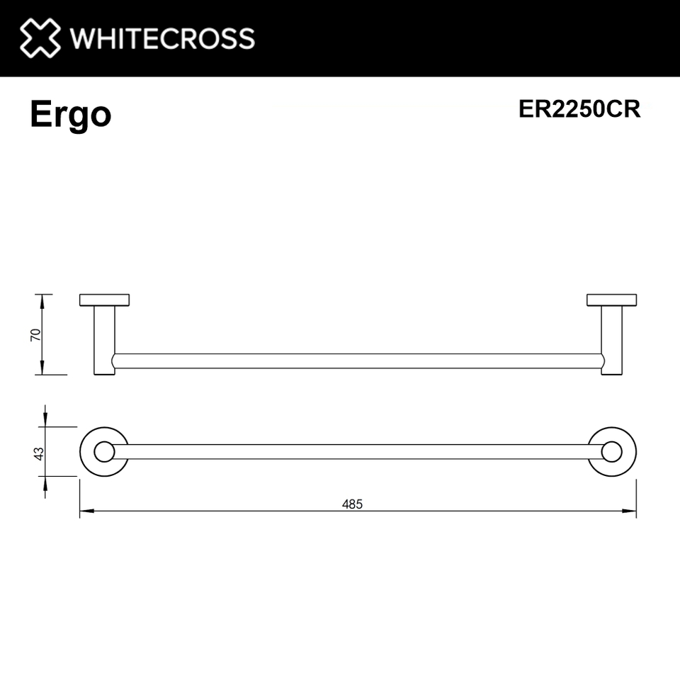 Фото №2  Полотенцедержатель 450 мм. WHITECROSS Ergo ER2250CR (хром)