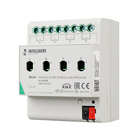 Фото IARL INTELLIGENT ARLIGHT Релейный модуль KNX-7043-82-DRO-DIN (BUS, 4x16А, KNX Secure) ( IP20 Пластик, 2 года)