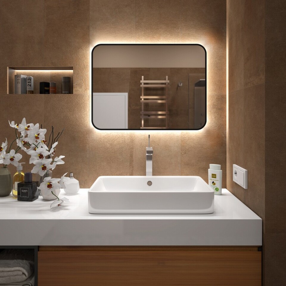 Фото №15  Teymi Зеркало Solli Black Soft Line 80x60, LED подсветка, сенсор на взмах T20232S