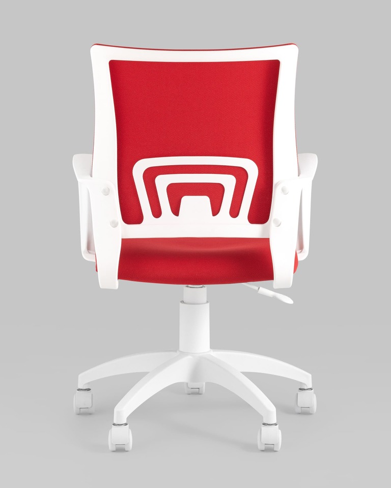 Фото №9  Кресло Кресло офисное TopChairs ST-BASIC-W красная ткань крестовина белый пластик