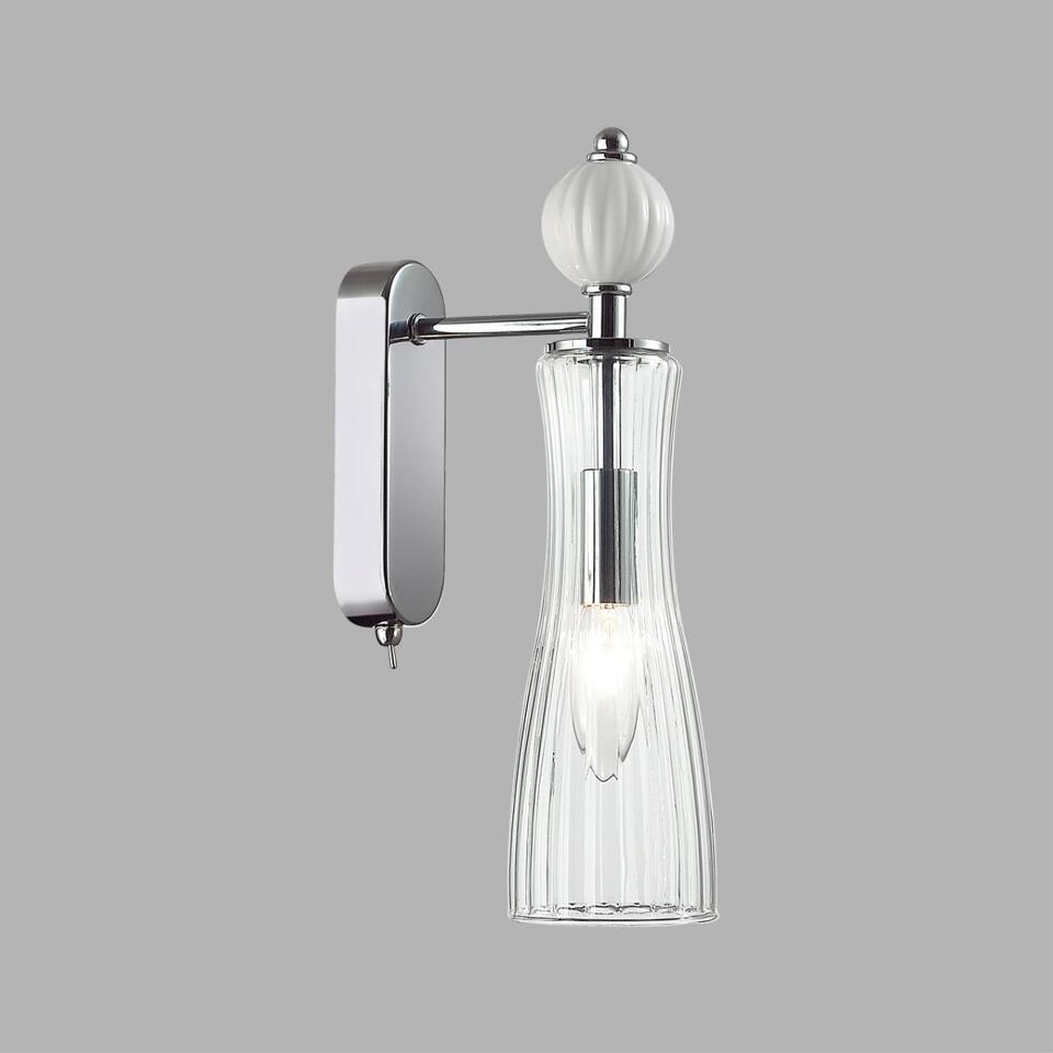 Фото №7  LUMION 8268/1W NEOCLASSI LN26 159 хром/белый/прозрачный, металл/керамика/стекло Бра Е14 1*40W 220V EMILY