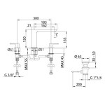 Превью фото №2  803261XX Palazzani MonteCarlo врезной смеситель для раковины на 3 отверстия Медная бронза шлиф., PVD 89