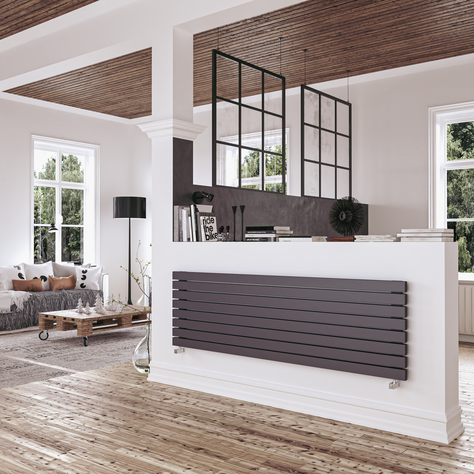Фото №3  Радиатор Warmmet Flat 60H ширина 1000 мм секций 4 цвет черный тип подключения: нижнее левое