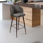 Превью фото №4  Top concept Стул барный Монблан, бархат антрацит 14 / черный конус