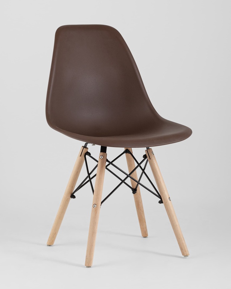 Фото №10  Стул Eames Style DSW коричневый x4 (разборный каркас)