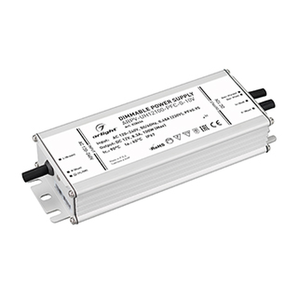 Фото №1  Arlight Блок питания ARPV-UH12100-PFC-0-10V (12V, 8.3A, 100W) ( IP67 Металл, 7 лет)