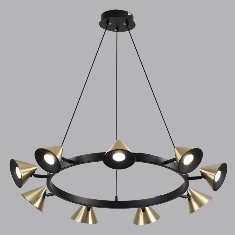Фото №9  Подвесной светильник LUMION 8233/9 COMFI LN26 255 черный/золото, металл Подвесной светильник GU10 LED 9*7W 220V LAMINA