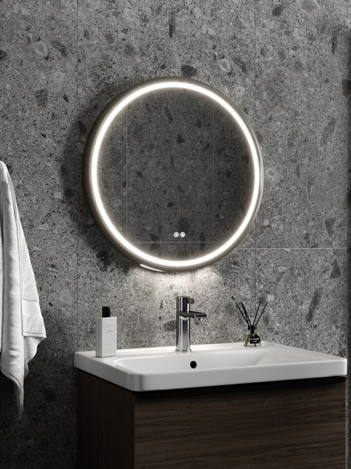 Фото №32  Watersense Зеркало Lina Supernova Black D60, LED подсветка, сенсор, антипар T20122