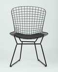 Превью фото №8  Стул обеденный Bertoia черный с черной подушкой