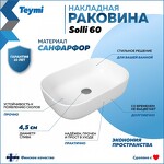 Превью фото №2  Раковина Teymi Раковина Solli 60 artceramic, накладная, белая T50202