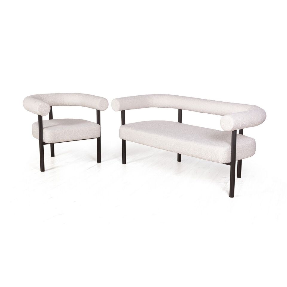 Фото №6  Диван Top concept Диван Бигги, букле Turin ivory / опоры черные