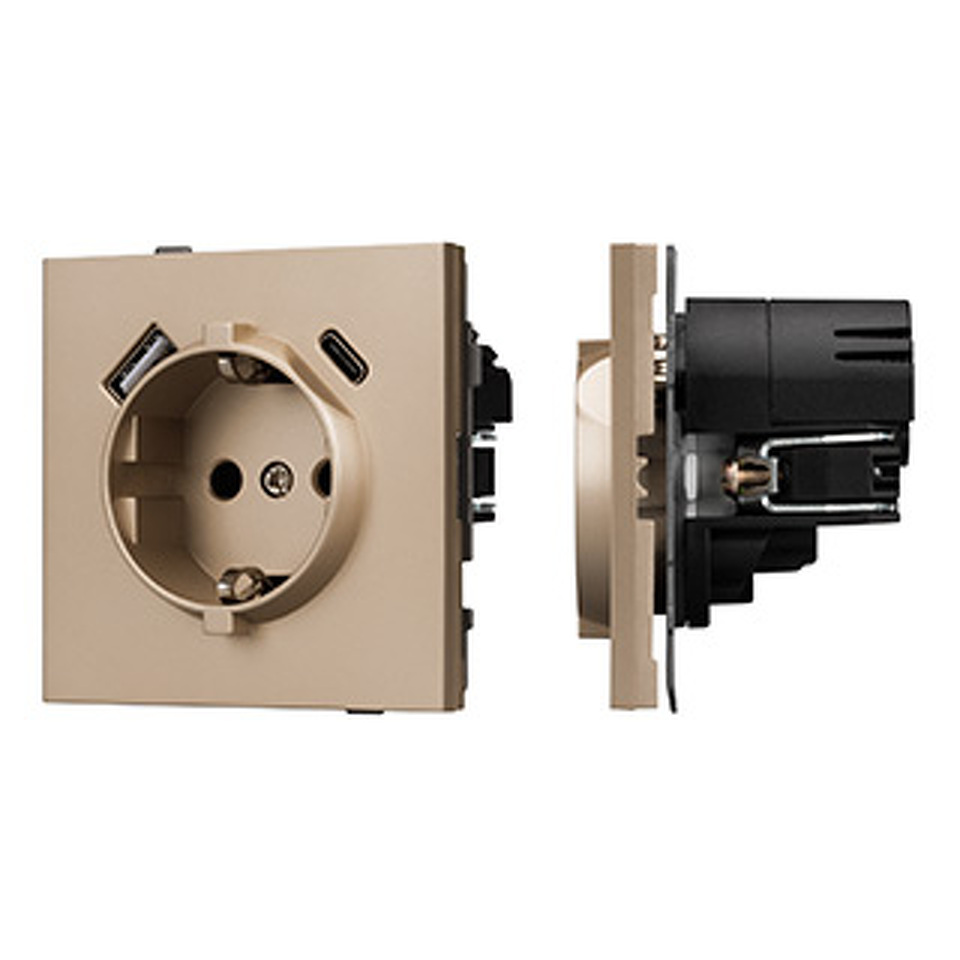Фото №1  Розетка Arlight Механизм розетки с USB зарядкой SCT-TENDO-MUAC-PL-GD (230V, 16A) ( Песочный)