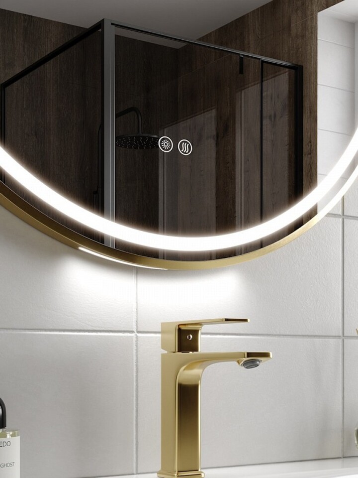 Фото №32  Watersense Зеркало Lina Supernova Gold D80, LED подсветка, сенсор, антипар T20123