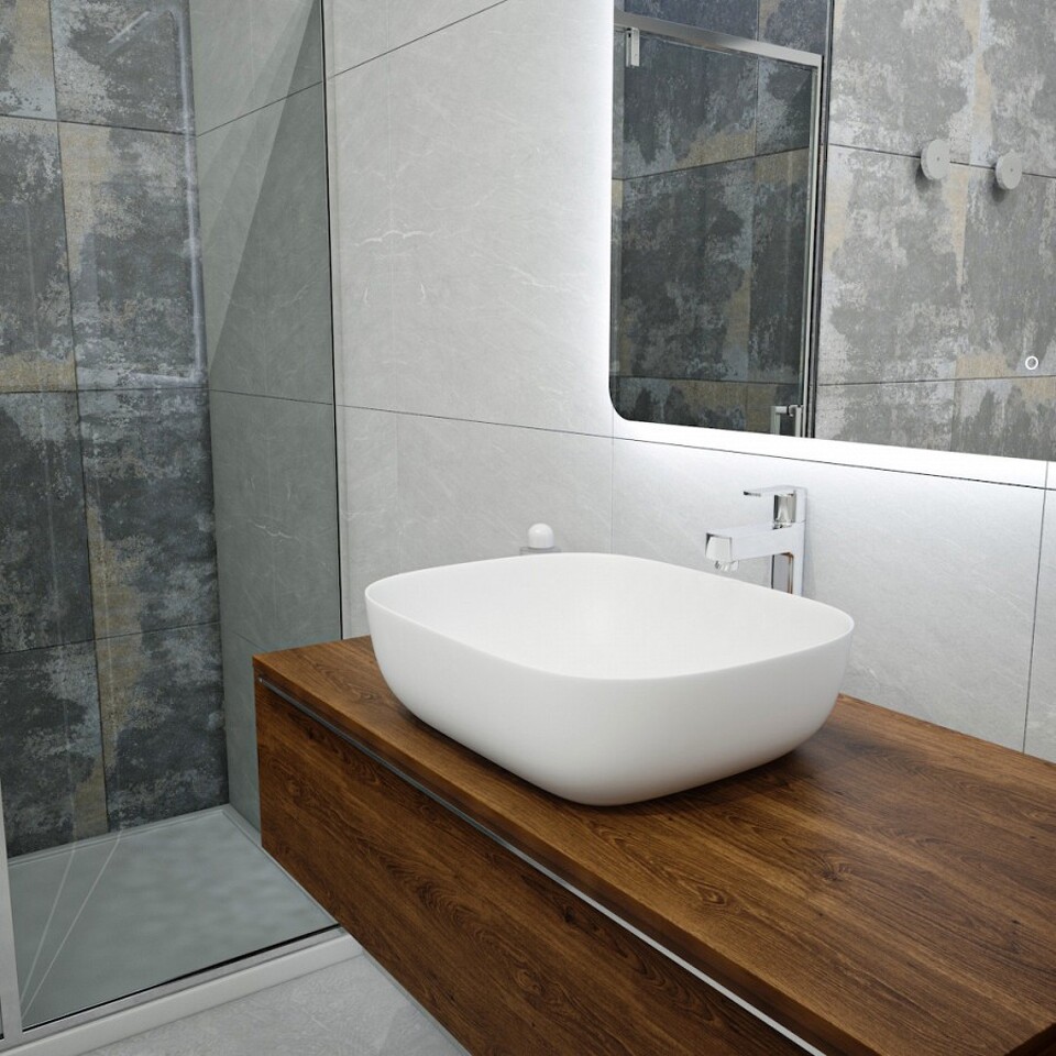 Фото №13  Раковина Teymi Раковина Solli 50 artceramic, накладная, Белая Матовая T50390