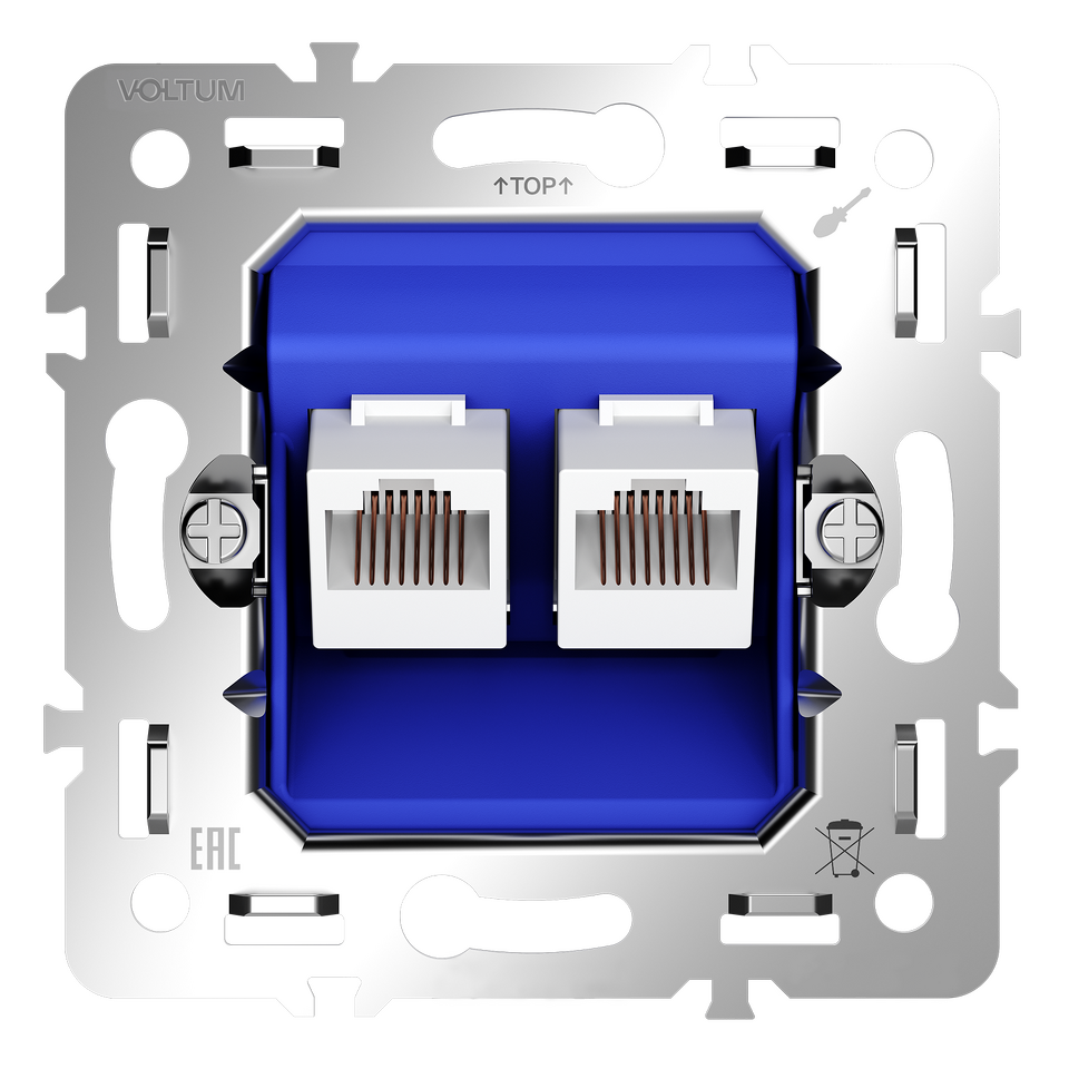 Фото №4  Розетка VOLTUM Механизм розетки компьютерной двойной RJ45+RJ45 кат.6, S70