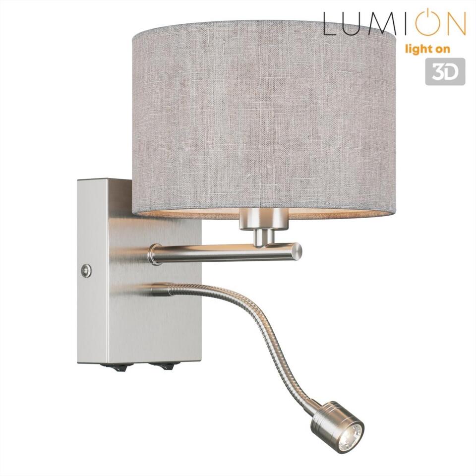 Фото №10  LUMION 8251/2W MODERNI LN26 530  никель/серый, металл/текстиль бра Е14 40W + LED 3W 4000K 220V NIKKI