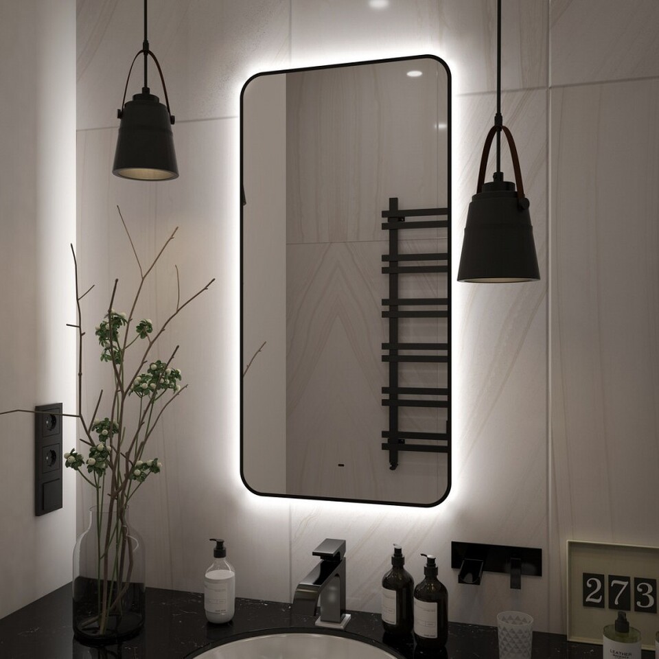 Фото №15  Teymi Зеркало Solli Black Soft Line 60x120, LED подсветка, сенсор на взмах T20235S