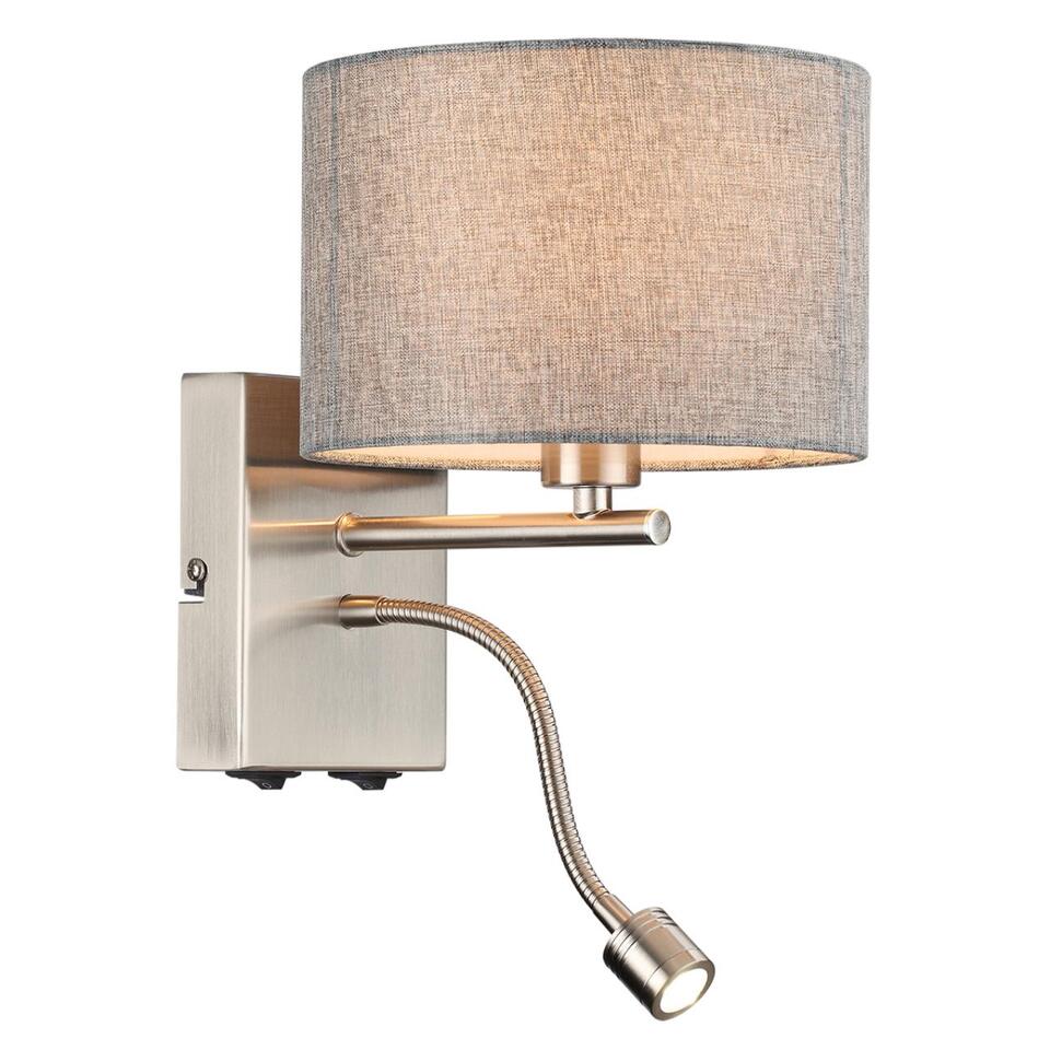 Фото №10  LUMION 8251/2W MODERNI LN26 530  никель/серый, металл/текстиль бра Е14 40W + LED 3W 4000K 220V NIKKI
