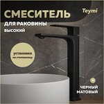 Превью фото №1  Teymi Смеситель для раковины Lori высокий, черный матовый T10260