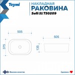 Превью фото №3  Раковина Teymi Раковина Solli 51 artceramic, накладная, белая T50209