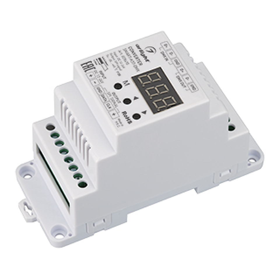 Фото №1  Arlight Конвертер SMART-K37-DMX (12-24V, SPI, DIN, 2.4G) ( Металл)