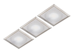 Фото Forma e Funzione Комплект из трансформатора и 3-х врезных светодиодных светильника SUN QUADRO, 24V, дневной, сталь