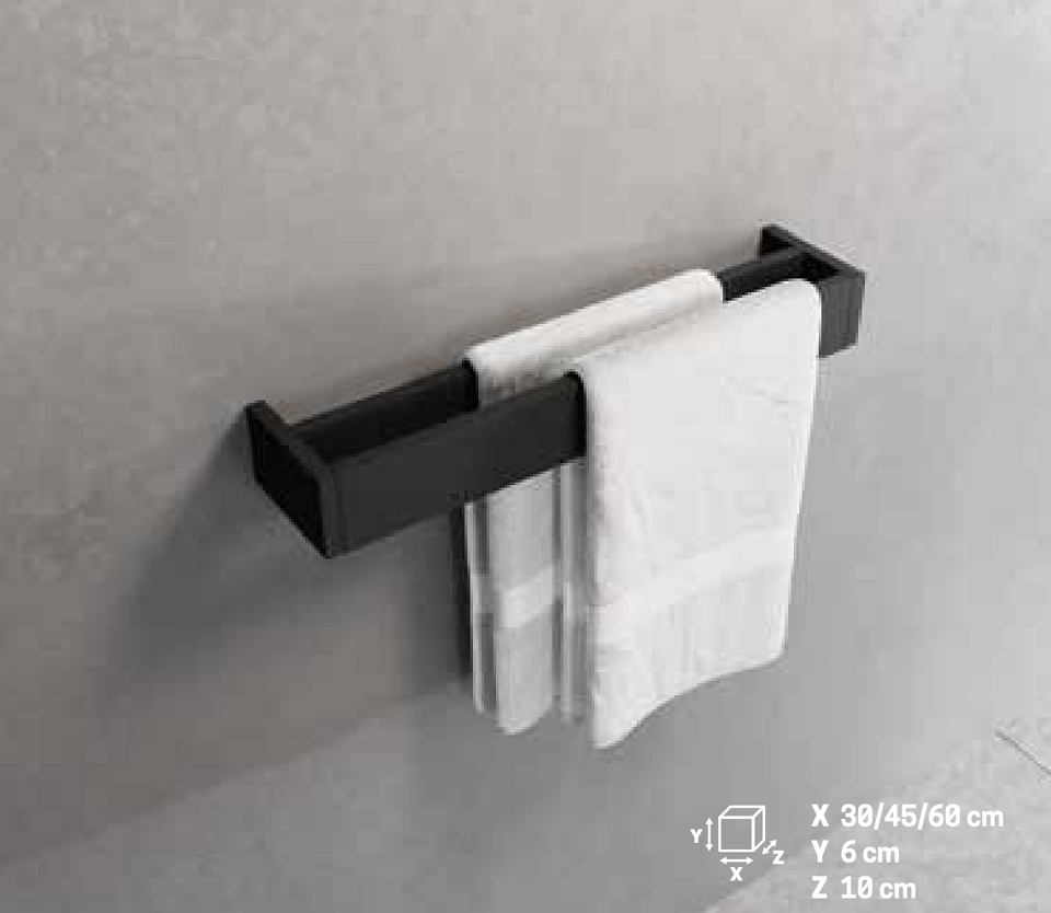 Фото №2  Полотенцедержатель двойной 45 см Novellini Frame R90AKFPS0245-B, цвет Silver