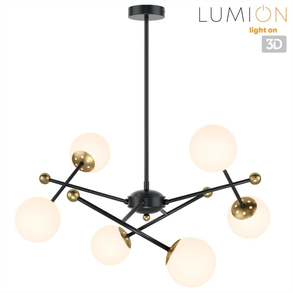 Фото №7  Люстра LUMION 6581/6 MODERNI LN26 174 черный, золотой/белый металл  /стекло Люстра потолочная E14 6*40W 220V MELODY