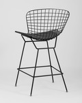 Превью фото №7  Стул полубарный с низкой спинкой Bertoia черный с черной подушкой