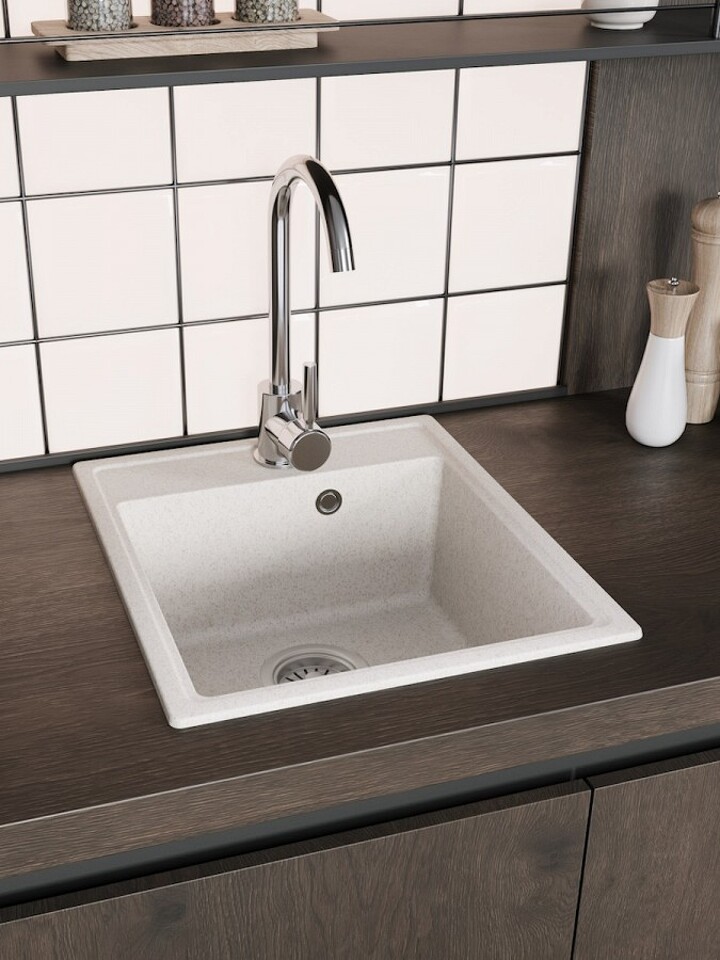 Фото №12  Teymi Мойка для кухни 42х48 белая матовая Helmi Smart T120109