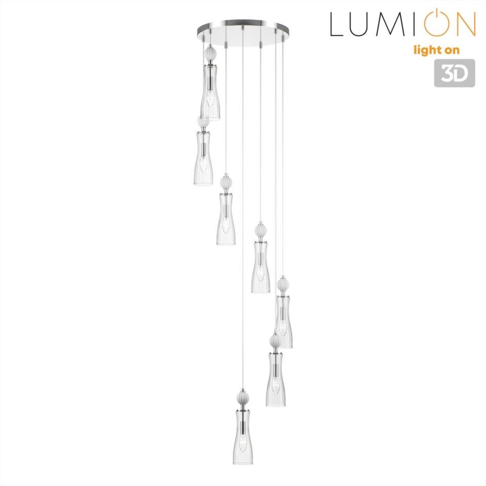 Фото №8  Люстра LUMION 8268/7A NEOCLASSI LN26 159 хром/белый/прозрачный, металл/керамика/стекло Люстра каскадная Е14 7*40W 220V EMILY