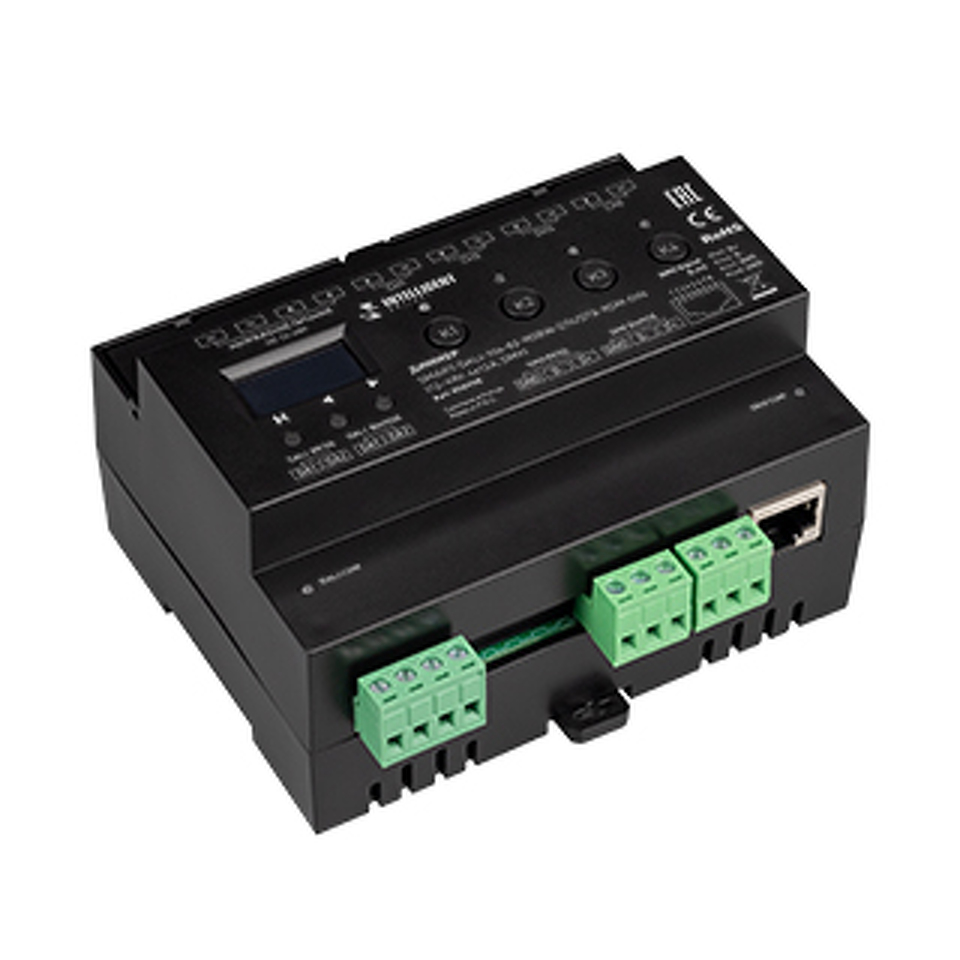 Фото №1  IARL INTELLIGENT ARLIGHT Диммер SMART-DALI-104-82-RGBW-DT6/DT8-RDM-DIN (12-48V, 4x12A, DMX) ( IP20 Пластик, 5 лет)
