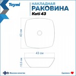 Превью фото №3  Раковина Teymi РАКОВИНА KATI 43 НАКЛАДНАЯ, БЕЛАЯ T50701