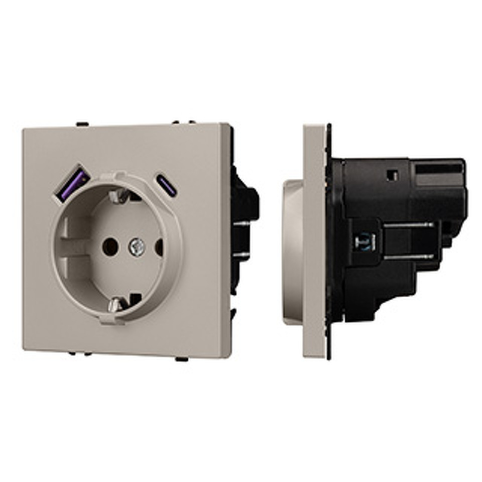 Фото №1  Розетка Arlight Механизм розетки с USB зарядкой SCT-NOBE-MUAC-SFPL-CA (230V, 16A) ( Кашемир)