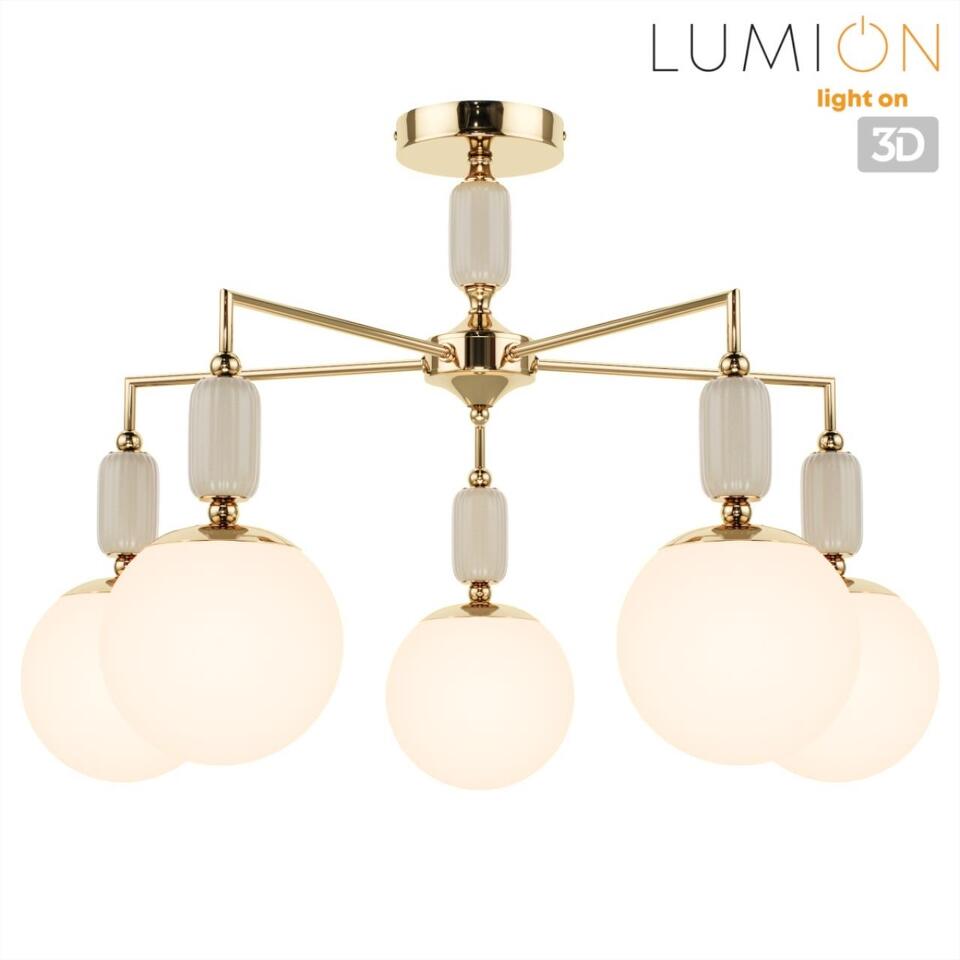 Фото №6  Люстра LUMION 6580/5C CLASSI LN26 36 французское золото, серый/белый металл, керамика/стекло Люстра потолочная E14 5*40W 220V VIVIEN