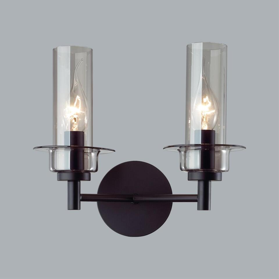 Фото №6  LUMION 6555/2W CLASSI LN26 100 черный/дымчатый/металл/стекло Бра E14 2*40W 220V MADONNA