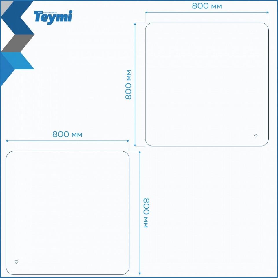 Фото №15  Teymi Зеркало Solli Oreol Pro 80х80, LED подсветка, сенсор