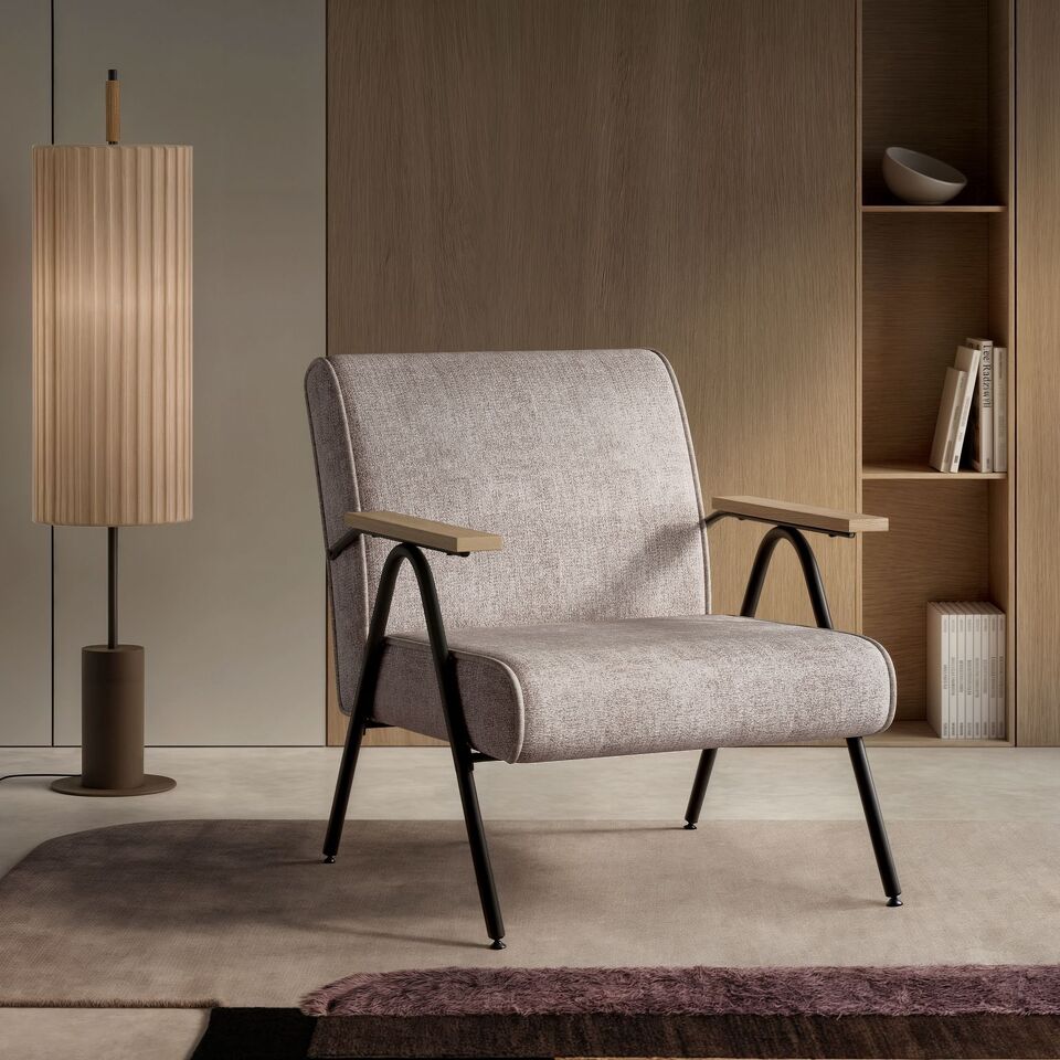 Фото №8  Кресло Top concept Кресло Энди с деревянными подлокотниками, шенилл Shantal beige