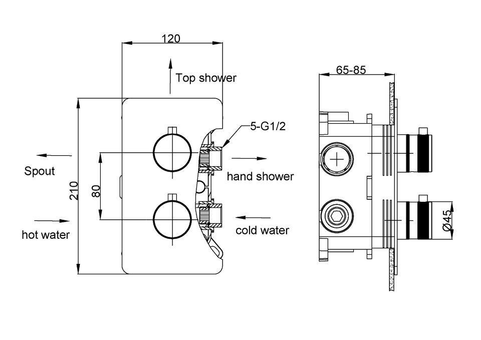Фото №2  Boheme Смеситель встроенный с термостатом 3-х проходной MATT GOLD