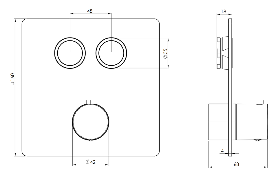 Фото №2  Смеситель термостатический для душа Remer X Style X99QD2KBXV, сталь