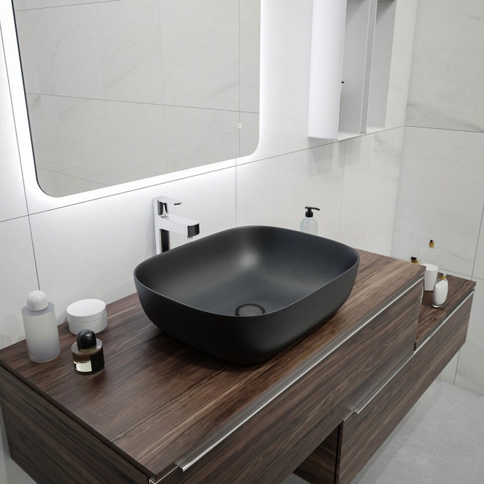 Фото №13  Раковина Teymi Раковина Solli 50 artceramic, накладная, Черная Матовая T50392