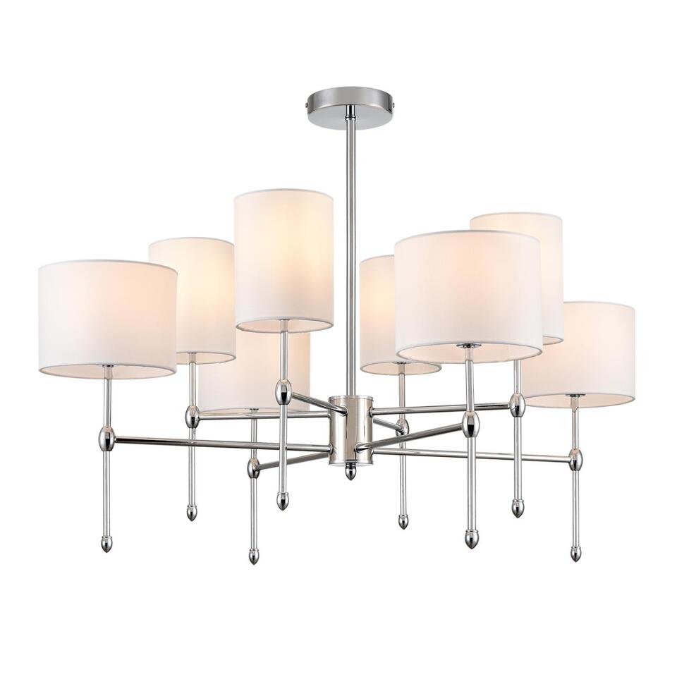 Фото №9  Люстра LUMION 6589/8C CLASSI LN26 063 хром/белый, металл/текстиль Люстра потолочная E14 8*40W 220V LATTI