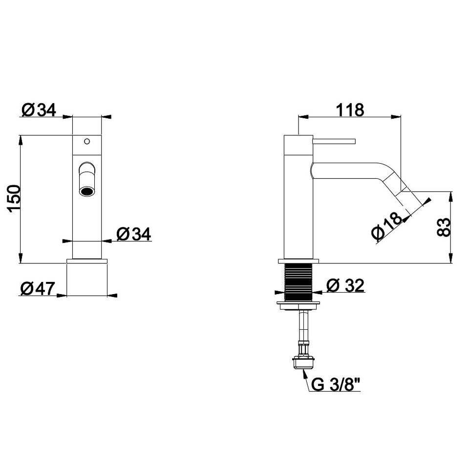Фото №5  RU620EXX AQUAelite Metal 316 смеситель для раковины Нержавеющая сталь шлиф., 03Q/5353