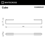 Превью фото №2  Полотенцедержатель 600 мм. WHITECROSS Cubo CU2452GLB (брашированное золото)