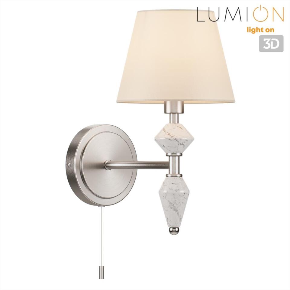 Фото №7  LUMION 8274/1W CLASSI LN26 044 никель/белый/серый, металл/керамика/ткань Бра Е14 1*40W 220V VERMONT