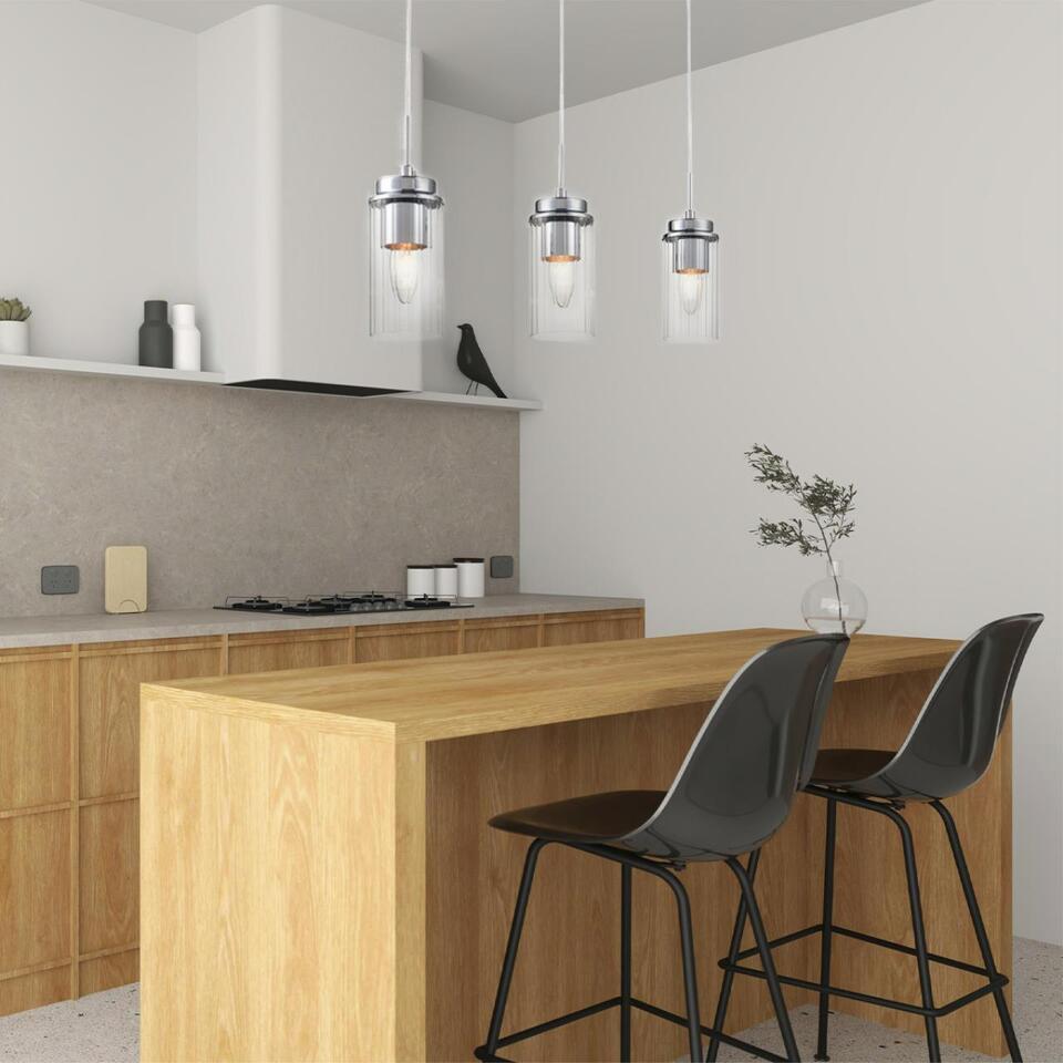 Фото №10  Подвесной светильник LUMION 8102/3A COMFI LN26 408 хром/прозрачный металл/металл Подвес Е14 3*40W 220V ISHA