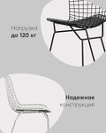 Превью фото №7  Стул обеденный Bertoia черный с черной подушкой
