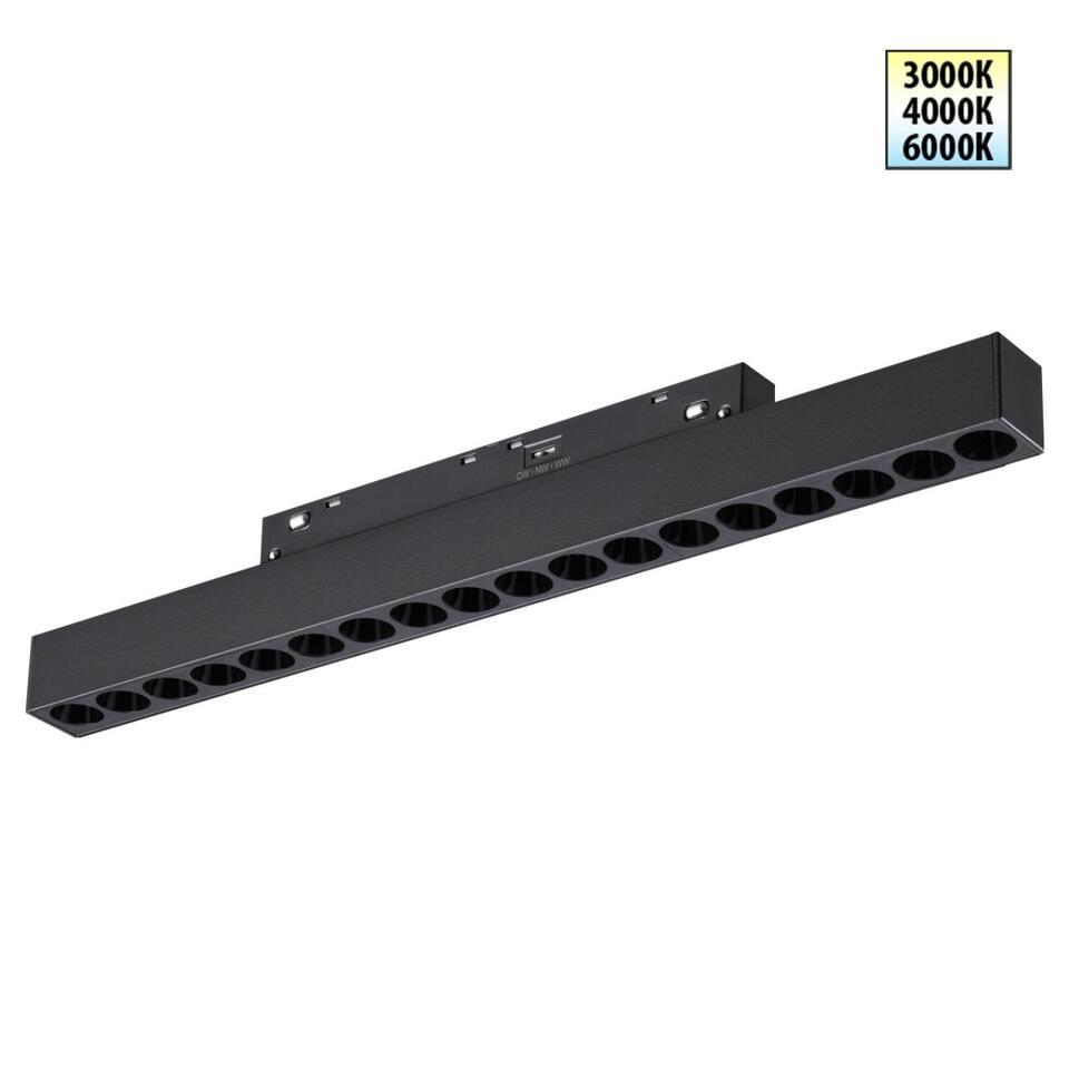 Фото №6  NOVOTECH 359623 SHINO NT25 000 черный Трековый светильник для низков. шинопровода с переключ. цв. темпер. IP20 LED 3000К\4000К\6000К 18W 48V FLUM